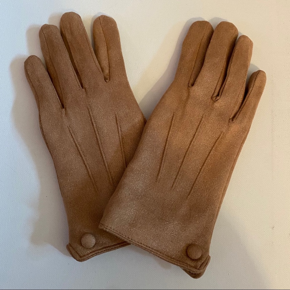 Shimmery Tan Faux Fur Lined Gloves